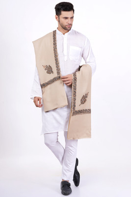 Vrinde Wool Embroidered Men Shawl(Beige)
