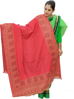 Vrinde Wool Self Design Women Shawl(Pink)