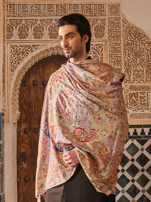 Pashmoda Wool Embroidered Men Shawl(Multicolor)