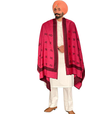 HUEVESS Polyester Lycra Blend Geometric Print Men Shawl(Pink)