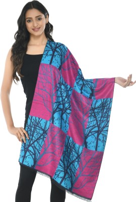 manra Wool Printed Women Shawl(Blue)