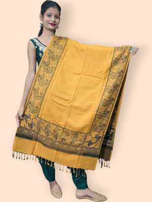 Trandone Wool Embroidered Women Shawl(Yellow)