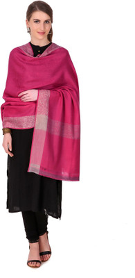 BRAVEZI Cotton Blend, Pure Wool Self Design Women Shawl(Pink)