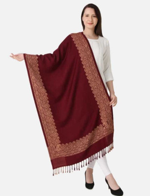 Home craze Wool Woven Women Shawl(Maroon)