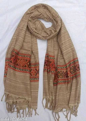 LIBSADRESSES Wool Self Design Women Shawl(Multicolor)