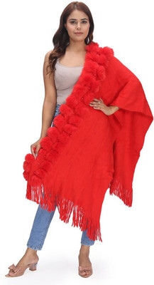 Life and style Wool Self Design Women Shawl(Red)