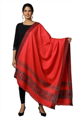 Braid N Cord Polyester Wool Blend Applique Women Shawl(Red)