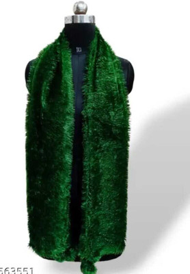 AARTIGARMENTS Fur Self Design Women Shawl(Green)