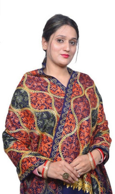 RADHE PRODUCTS Wool Embroidered Women Shawl(Multicolor)