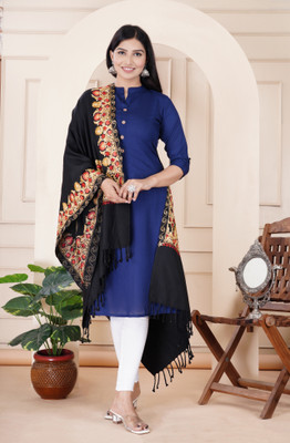Parth Creation Wool Embroidered Women Shawl(Red)