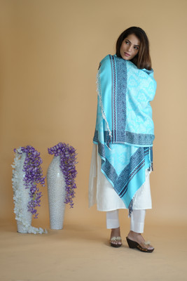 STSHAWLS Acrylic Self Design Women Shawl(Blue)