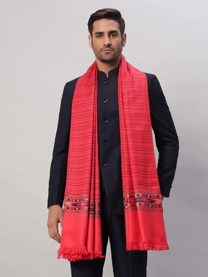 Ravaiyaa - Attitude Is Everything Wool Striped Men Shawl(Pink)