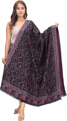manra Wool Woven Women Shawl(Black)