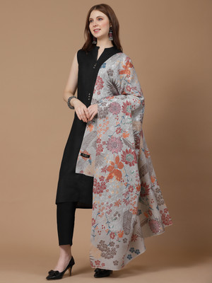 swi stylish Wool Printed Women Shawl(Grey)