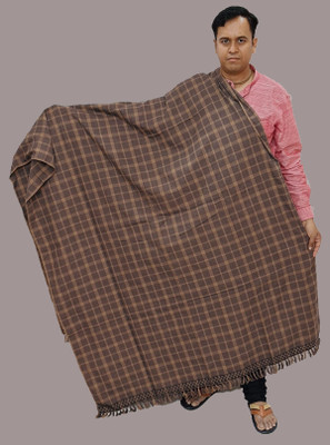 Sprha Wool Checkered Men Shawl(Brown)