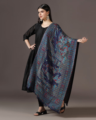 Shaiven Silk Printed Women Shawl(Dark Blue)