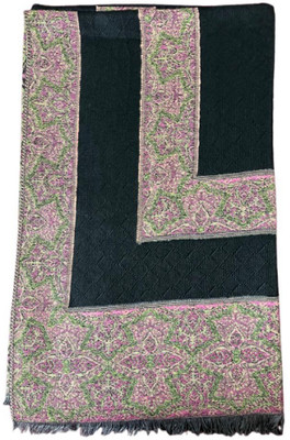 gopi textile mills Wool, Polyester Wool Blend Self Design Women, Men Shawl(Black)