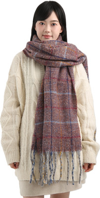 Frackson Acrylic, Wool Solid, Self Design Women Shawl(Brown)