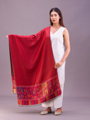 swi stylish Wool Woven Women Shawl(Maroon)