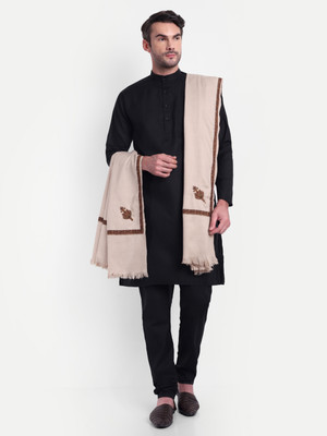 VIVAZ Polyester Wool Blend Embroidered Men Shawl(Multicolor)