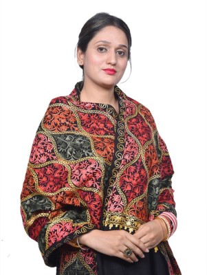 Royal-E-Kashmir Acrylic, Wool Self Design Women Shawl(Multicolor)