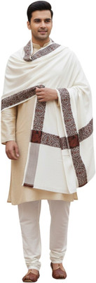 Sprha Wool Self Design Men Shawl(White)