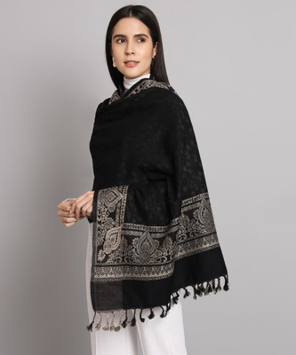 WILLEY Wool Woven Women Shawl(Black)