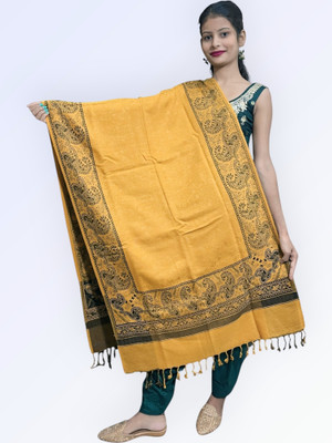 Trandone Wool Printed Women Shawl(Yellow)