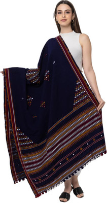 TAVAN Wool Self Design Women, Men Shawl(Blue)