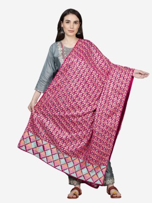 Moda Chales Velvet Embroidered Women Shawl(Pink)