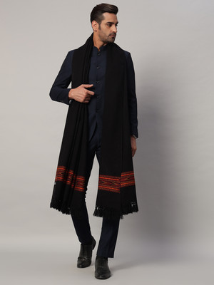 Ravaiyaa - Attitude Is Everything Wool Solid Men Shawl(Black)