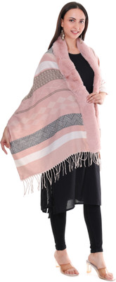 Pick Ur Needs Pashmina Self Design Women Shawl(Pink)