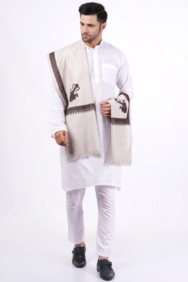 Vrinde Wool Printed Men Shawl(Grey)