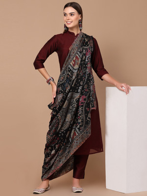 swi stylish Wool Paisley Women Shawl(Light Green)