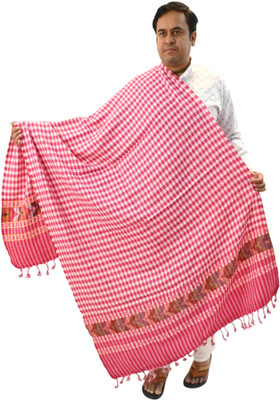 Vrinde Wool Checkered Men Shawl(Pink)