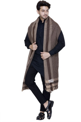 MANBHAV Acrylic Checkered Men Shawl(Beige)