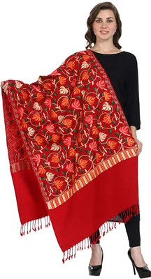 Feathers Polyester Wool Blend Embroidered Women Shawl(Multicolor)