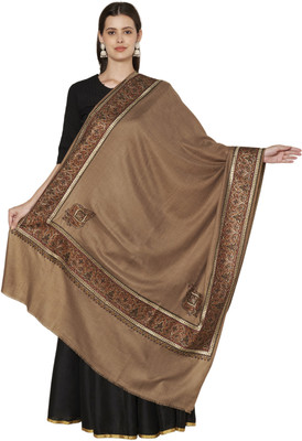 MUFFLY Wool Embroidered Women Shawl(Brown)