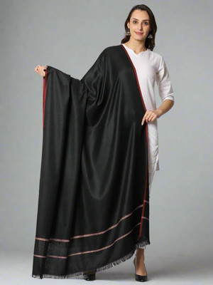 swi stylish Wool Woven Women Shawl(Black)
