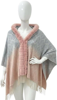 capznmore Wool Embellished Women Shawl(Pink)