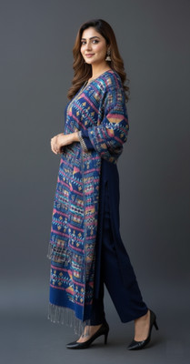 Sudako Acrylic Printed Women Shawl(Dark Blue)