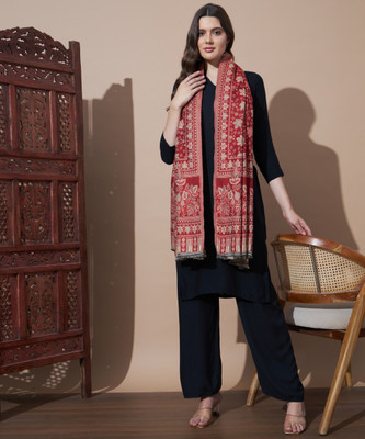 MYLES Wool Printed Women Shawl(Red)