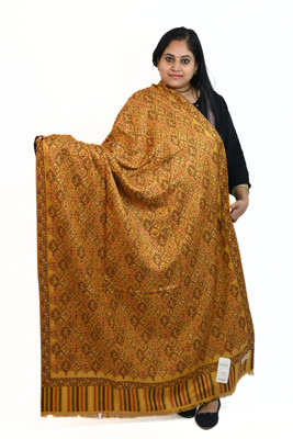 Vrinde Wool Embellished Women Shawl(Yellow)