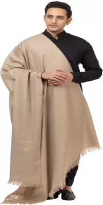 Dhariwal Wool Solid, Woven Men Shawl(Brown)