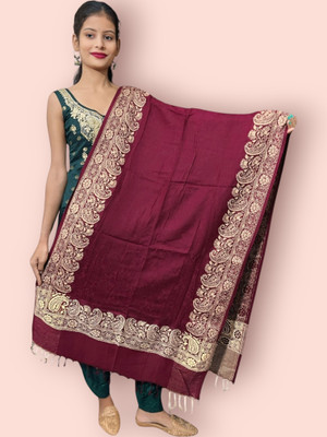 Trandone Wool Printed Women Shawl(Maroon)