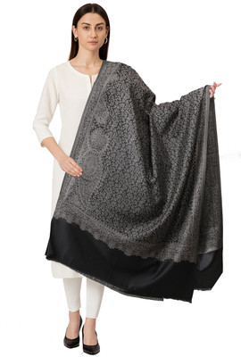 Ramnaya Wool Paisley Women Shawl(Black, Silver)
