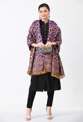 GLADLY Wool Printed Women Shawl(Purple)