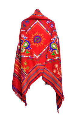 Navya Handicraft Wool Embroidered Women Shawl(Red)