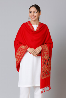 Blushh Collection Wool Embroidered Women Shawl(Multicolor)