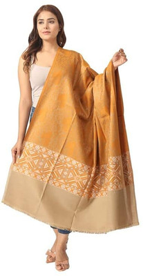 Braid N Cord Polyester Wool Blend Applique Women Shawl(Yellow)